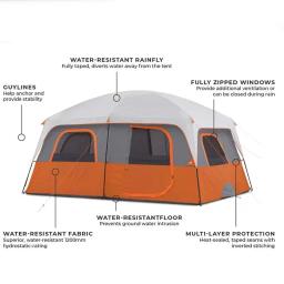 Família impermeável grande barracas de acampamento, Tenda ao ar livre, 2 quartos e 1 salão, 12 pessoas, Venda - Image 3