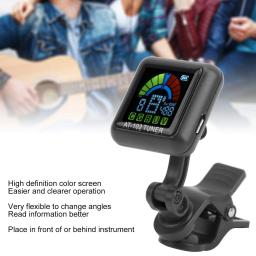 AROMA AT-102 Recarregável Clip-on Guitar Tuner, Tela Colorida com Bateria Embutida, Cabo USB para Guitarra Cromática, Baixo, Ukulele - Image 2