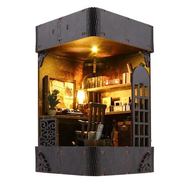 Kits de Construção Miniatura de Madeira Detective Agency com Luzes - Casas de Bonecas DIY, Decoração Charmosa e Presentes Ideais para Amigos