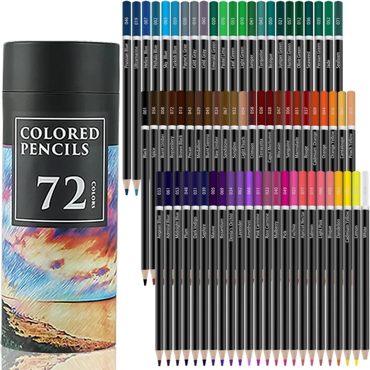 Lápis de cor para arte profissional, grafite pintado à mão, cor oleosa, pintura escolar, suprimentos de arte, 72PCs - Image 1