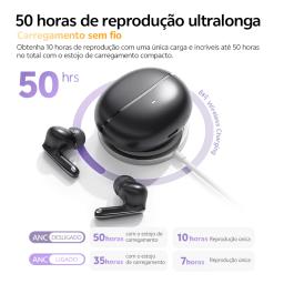 QCY MeloBuds N70 Fones de ouvido sem fio ANC Bluetooth 6.0 com cancelamento de ruído adaptativo LDAC, áudio de alta resolução, 6 microfones ENC, 50 horas de reprodução, carregamento sem fio, detecção intra-auricular - Image 5