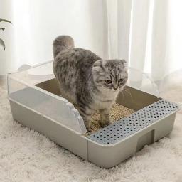 Grande vaso sanitário semi-fechado completo para gatos, caixa de areia para gatos, anti-areia, tamanho pequeno, grande, cheio, suprimentos - Image 1