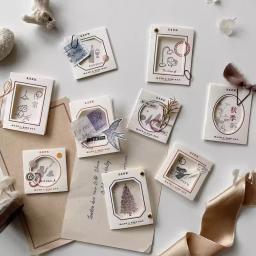 Cartão pequeno dobrável oco para artesanato, papel de nota artesanal, material DIY Hand Ledger, estilo Ins - Image 1