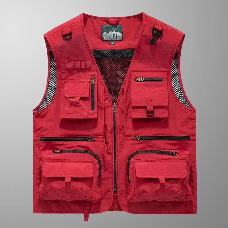 Colete tático estilo coreano masculino, 14 bolsos, malha de verão, sem mangas, 7xl, caminhadas, pesca, fotógrafo, ferramenta, colete - Image 1