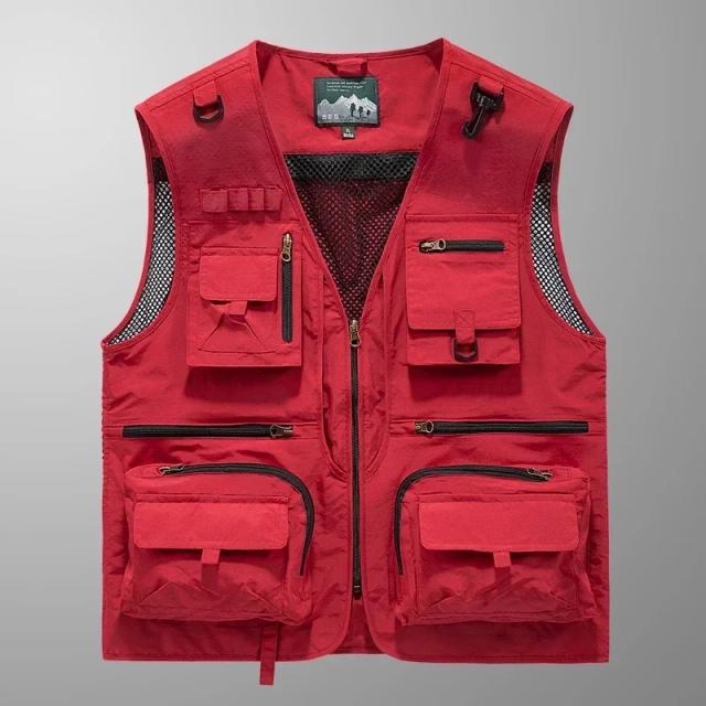 Colete Tático de Pesca e Fotografia Masculino com 14 Bolsos