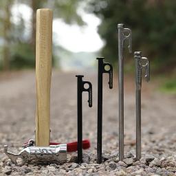 Estaca para barraca de acampamento, estacas de aço resistentes com gancho e design de furo para mochila ao ar livre, dossel de barraca de acampamento hrc38 - Image 3