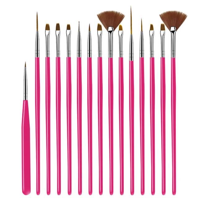 Conjunto de 15 Pincéis de Nylon Multiuso para Pintura em Aquarela e Desenho - Ferramenta Criativa para Materiais Escolares e Presentes