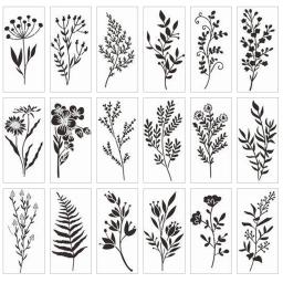 Estêncil Wildflower para Home Decor, Pintura em Madeira, Arte DIY, Artesanato De Casamento, 18Pcs - Image 3