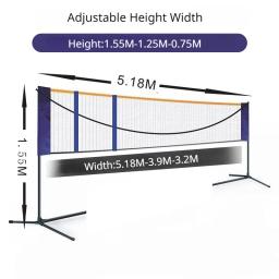 Rede de badminton multifunções com altura regulável, dobrável, para tênis, vôlei, esportes ao ar livre, praia, 1, 6 m - Image 5