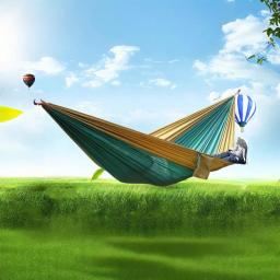 Rede dupla portátil ultraleve para acampamento ao ar livre, acessórios leves de pára-quedas de nylon adequados para viagens, caminhadas, praia - Image 2