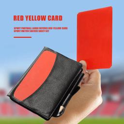 Futebol Árbitro Record Book com carteira de couro e lápis, cartões fluorescentes vermelho e amarelo, papel de gravação, equipamento portátil de futebol - Image 2