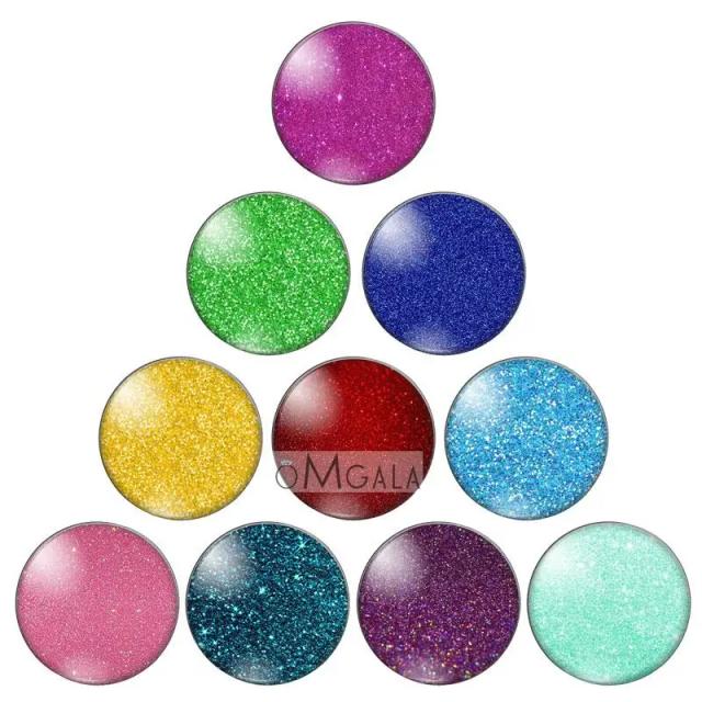 Cabochões de Vidro Redondos Coloridos Bling Bling - 10 Peças em 12mm, 18mm, 20mm e 25mm com Fundo Plano para Artesanato ZB0855