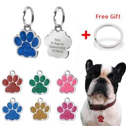 Nome personalizado para animais de estimação, identificação gravada livre, pingente anti-perdido, nome pata, placa de identificação, placa de identificação, chaveiro acessórios, cachorro, cão, gato - Image 1