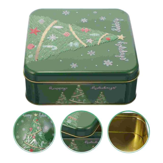 Caixa de Presente Vintage com Jarra de Biscoitos de Natal e Latas de Doces Herméticas em Flandres