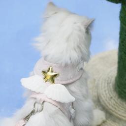 Gato Arnês Colar e Coleira Trela, Pet Itens Acessórios, Kawaii Anjo Wing Vest, Suprimentos personalizados Sphynx - Image 3