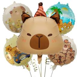 5 pçs dos desenhos animados capivara filme de alumínio balão conjunto bonito kapibala crianças festa aniversário decorações suprimentos chá de bebê ar globos - Image 3