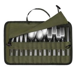 Saco de talheres portátil acampamento cozinha conjunto de utensílios de cozinha conjunto de utensílios de cozinha saco de armazenamento gadgets cozinha colheres para churrasco festa - Image 1