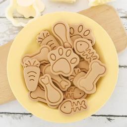 Molde plástico do biscoito do animal de estimação, desenhos animados, pata do gato, osso do cão, perna de galinha, petisco caseiro do cão do peixe pequeno, molde do cozimento DIY, PLA - Image 4