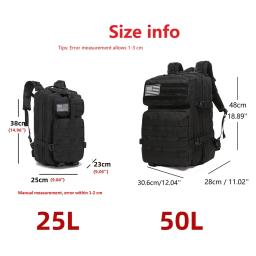 Mochila tática molle 25l/50l, bolsa ao ar livre para caminhadas, acampamento, trekking, caça, pesca, academia - Image 2