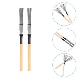 Tambor Sticks and Brush Set for Kids, Fio de percussão, Metal, Jazz, Snare, Cajon, Instrumento de limpeza, Acessórios Aço, Bastão de madeira - Image 6