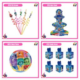 Disney-Decoração De Festa De Aniversário Do Tema De Dentro Para Fora, Louça, Balão, Copo, Prato, Fundo De Banner, Fontes Do Partido - Image 2