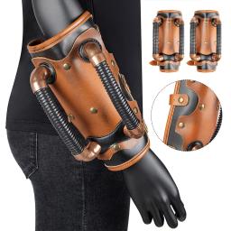 Armadura medieval vintage braço, guarda de couro PU, braçadeira steampunk, manopla vambrace, pulseira para cosplay de palco, adereços guerreiro - Image 1