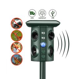 Ultrasonic Animal Repeller, ao ar livre, à prova d'água, IP66, Alarme para repelir esquilos, Javali Weasels, Suporte Solar e Carregamento USB - Image 1