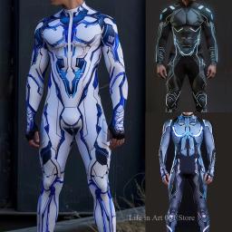 Cyberpunk masculino feminino armadura mecânica macacão festa de halloween cosplay steampunk traje festa lutador elástico bodysuits macacão - Image 1