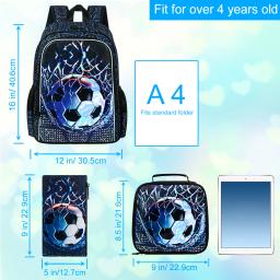 Mochila de futebol para meninos, 3 peças, 16 "bolsa escolar infantil com lancheira, conjunto de mochilas de futebol para jardim de infância pré-escolar elementar - Image 5
