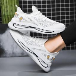 Sapatos masculinos deslizamento em tênis de moda respirável atlético esporte ao ar livre tênis de corrida confortável caminhada treinamento tênis - Image 3