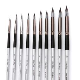 10 pincéis de pintura em aquarela artística, pincel de óleo acrílico plano e ponta, kit de pintura, caneta de desenho, materiais de arte, pintura à mão - Image 3