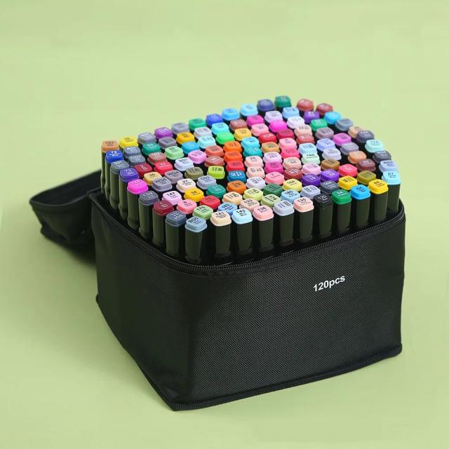Conjunto de Canetas Marcadoras Double Art com 262 Cores em Tinta à Base de Álcool - Ideal para Pintura, Desenho e Suprimentos Escolares