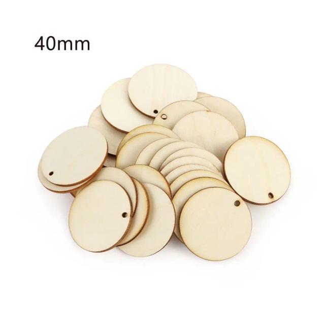 Ornamentos de Madeira Redondos para Scrapbooking e Artesanato - 50 Peças para Decoração DIY