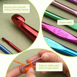 Fenrry conjunto de gancho de crochê, kit de agulhas de crochê para iniciantes, estojo verde e acessórios de crochê para artesanato de tricô - Image 5