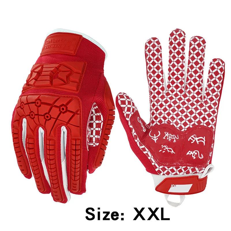 Seibertron lineman 2.0 acolchoado palma receptor de futebol americano luvas flexível tpr proteção impacto rugby luva vermelha adulto - Image 1