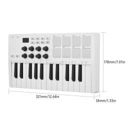 M-VAVE-Mini portátil MIDI Controller Keyboard, teclado USB, 25-Key, 8 RGB Backlit Pads, 8 botões Instrumentos musicais - Image 6