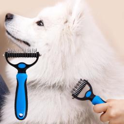 Dupla face Pet Grooming escova, derramamento e dematting Undercoat Rake pente para cães e gatos, 1PC - Image 4