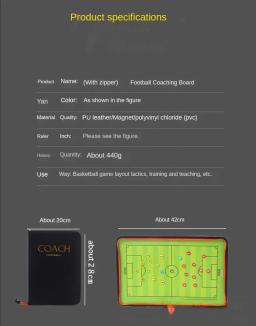 Board treinador tático dobrável com caneta prancheta, zíper magnético, futebol, estratégia - Image 6