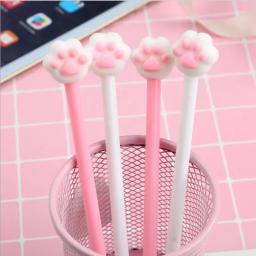 Gato bonito pata gel caneta com coração rosa, caneta assinatura, material de escritório, brinde promocional - Image 1