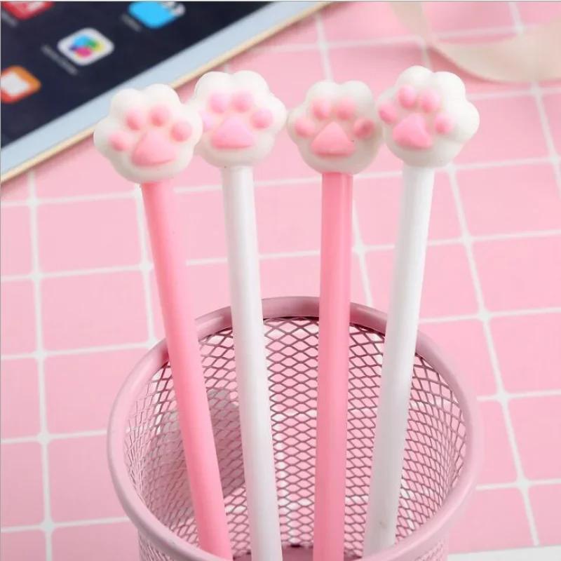 Gato bonito pata gel caneta com coração rosa, caneta assinatura, material de escritório, brinde promocional - Image 1
