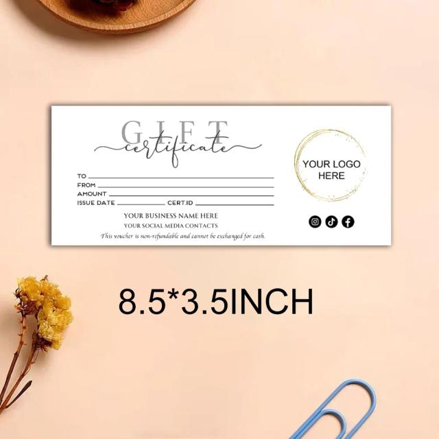 Certificado Presente Personalizado com Cartão Moderno e Logotipo Exclusivo