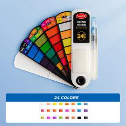 Ferramentas portáteis para pintura aquarela para estudantes, ventilador sólido, ferramentas de arte, 24 cores - Image 6