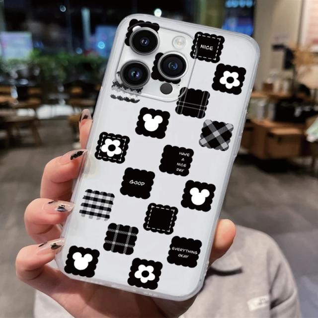 Capa de telefone em silicone para meninas com design de gato, flores e borboletas para iPhone 14, 15 Pro Plus e 14 Pro Max
