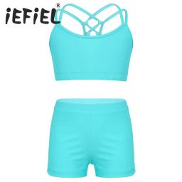 Trajes modernos de dança para meninas, colete sem mangas, tops com shorts, roupas dançantes de palco, roupas esportivas, balé e ginástica infantil - Image 1
