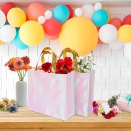 Sacos grandes do presente com alças, sacolas para o aniversário, festa de casamento, embalagem do Natal, sacos de compras reutilizáveis, brilhantes, 12pcs - Image 5