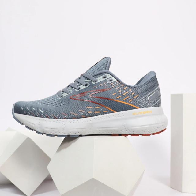 Tênis de corrida unissex Brooks 20 para longas distâncias, modelo casual em azul e laranja