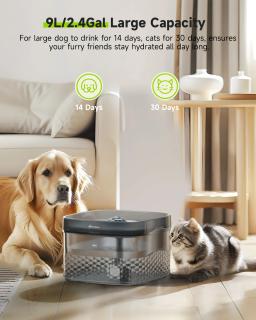 APETDOLA-Fonte de água automática para animais de estimação com bomba ultra silenciosa, distribuidor para vários gatos ou cães, 2.4Gal, 304oz, 9L - Image 2