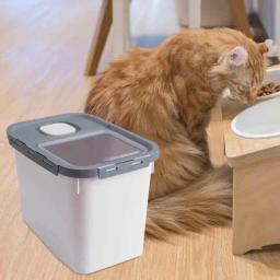 Recipiente de armazenamento de alimentos para animais de estimação tratar arroz bin armazenamento de alimentos secos à prova de umidade gato filhote de cachorro comida bin com tampa de bloqueio frascos para animais de estimação - Image 2