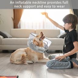 Escudo de guarda de coleira de cão, Leve, Anti lambendo, Pet após a cirurgia, Cone inflável confortável, Cone inflável - Image 5