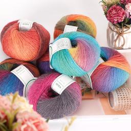 QJH-Fios de lã macia para crochê e tricô, Fios artesanais multicoloridos, 100% lã, 50g, 1.76oz, 180m, 196yd, 10 peças - Image 2